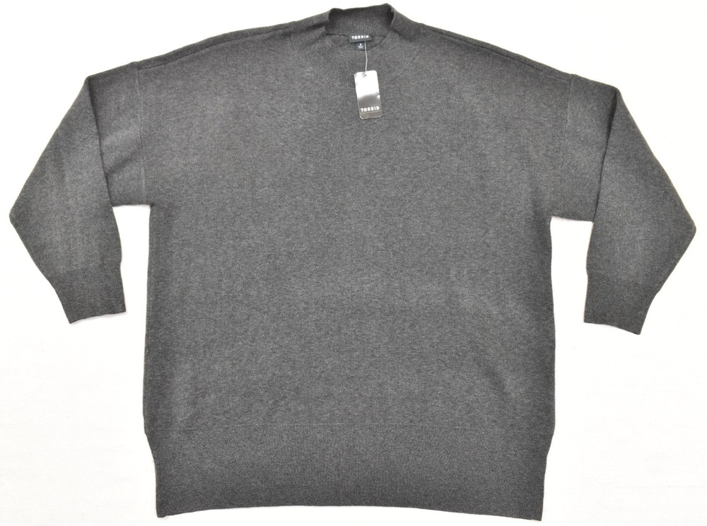 Torrid Sweater Women 3 3X Gray Mock Neck Long Sleeve Drop Shoulder Ultra Soft